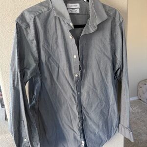 Calvin Klein Men's Navy Striped Button Down Shirt